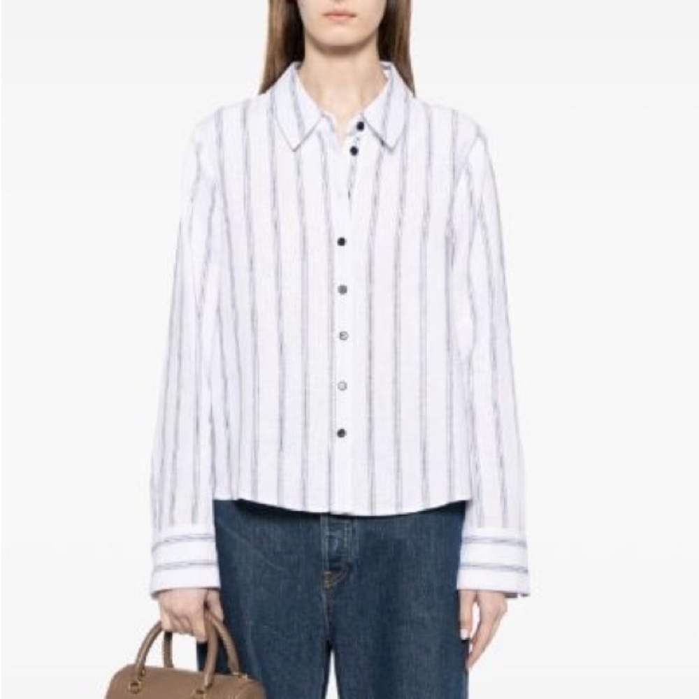 Reformation Sky stripe-print linen shirt
